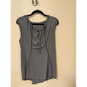Lucy Round Tie Neck Tank Top Gray Lightweight Size Medium